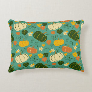 Pumpkins, leaves: autumn vegetable pattern decorative cushion
