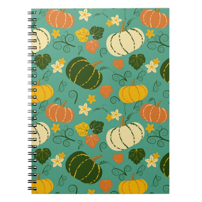 Pumpkins, leaves: autumn vegetable pattern notebook (Front)