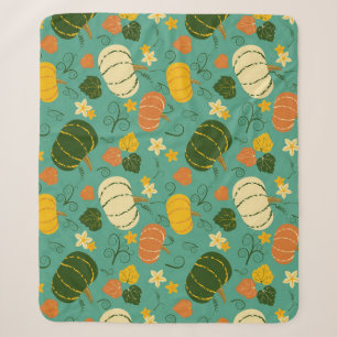 Pumpkins, leaves: autumn vegetable pattern sherpa blanket