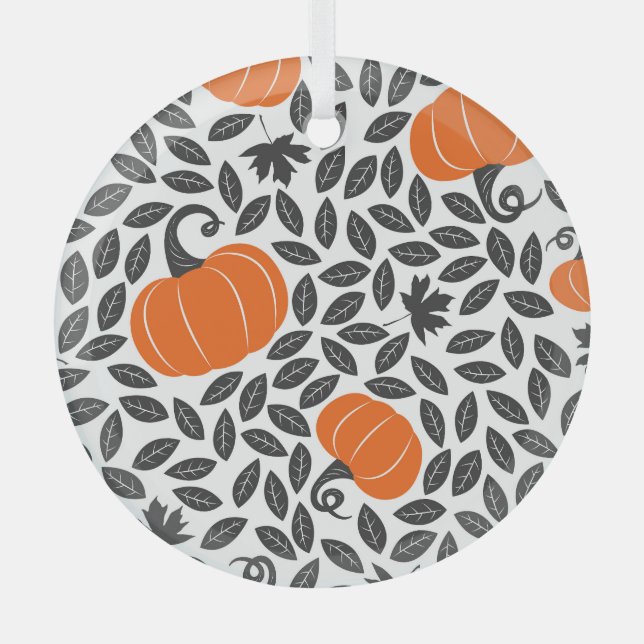 Pumpkins, leaves: cute autumn pattern. glass tree decoration (Front)