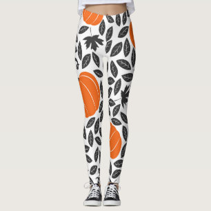 Pumpkins, leaves: cute autumn pattern. leggings