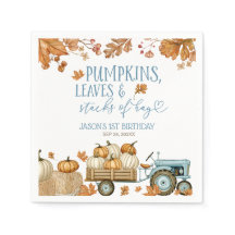 Pumpkins Leaves & Stacks of Hay Boy
