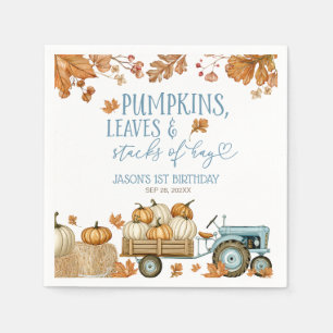 Pumpkins Leaves & Stacks of Hay Boy Napkin