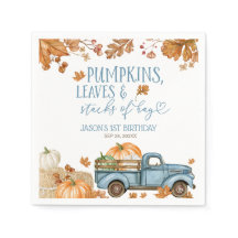 Pumpkins Leaves & Stacks of Hay Boy