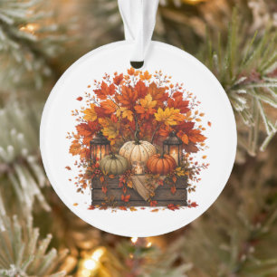 Pumpkins Leaves Trees Fall Autumn Season Ornament