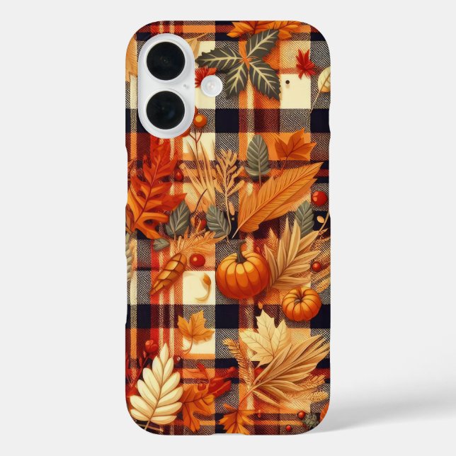 Pumpkins Maple Leaves Autumn Plaids  Case-Mate iPhone Case (Back)