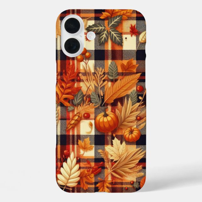 Pumpkins Maple Leaves Autumn Plaids  Case-Mate iPhone Case (Back)