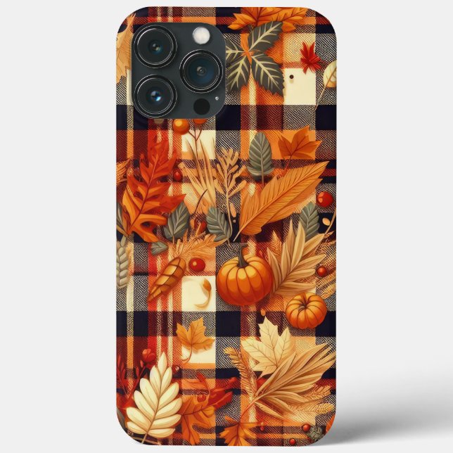 Pumpkins Maple Leaves Autumn Plaids  Case-Mate iPhone Case (Back)