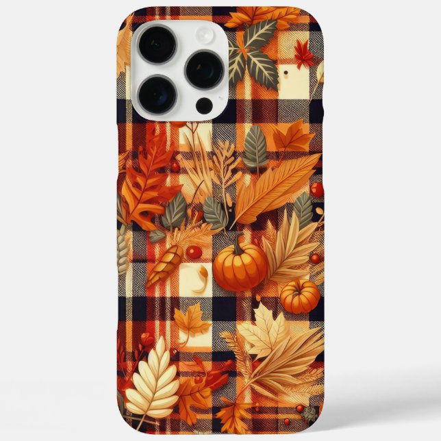 Pumpkins Maple Leaves Autumn Plaids  Case-Mate iPhone Case (Back)
