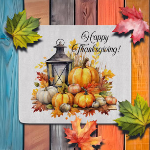 Pumpkins Maple Tree Leaves Lamp Thanksgiving Cutting Board