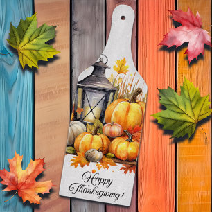 Pumpkins Maple Tree Leaves Lamp Thanksgiving Cutting Board