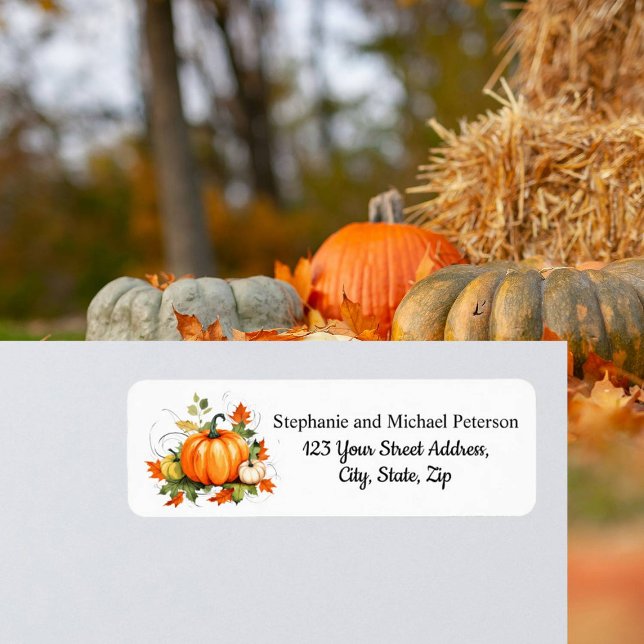 Pumpkins Maple Trees Leaves Return Address Label (Creator Uploaded)