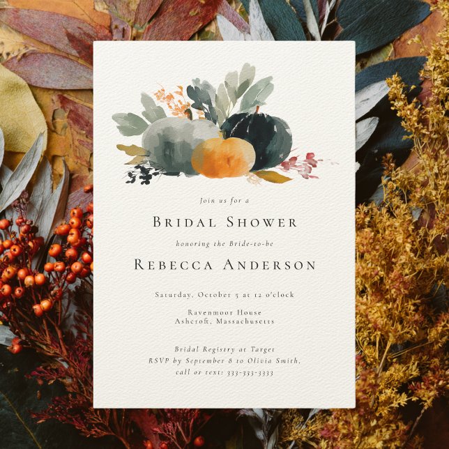 Pumpkins Modern Fall Wedding Bridal Shower Invitation (Creator Uploaded)