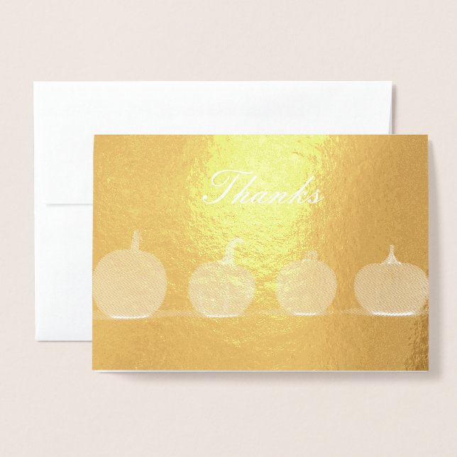 Pumpkins Modern GiveThanks Foil Thanksgiving Foil Card (Front With Envelope)