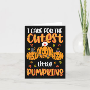 Pumpkins Nurse Halloween Scrub Top Fall Thanksgivi Card
