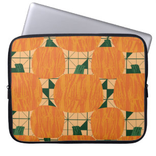 Pumpkins on geometric triangle background seamless laptop sleeve