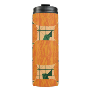 Pumpkins on geometric triangle background seamless thermal tumbler