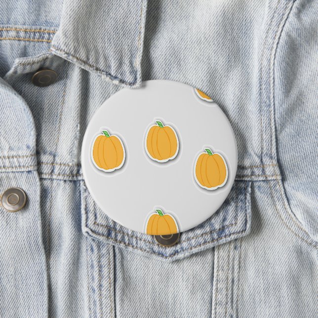 Pumpkins on  grey 10 cm round badge (In Situ)