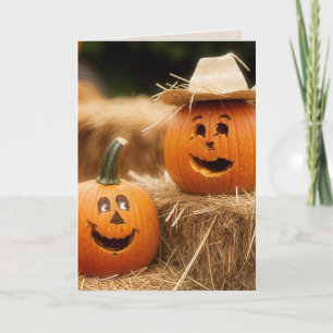 Pumpkins On Hay Bale For Anniversary Card