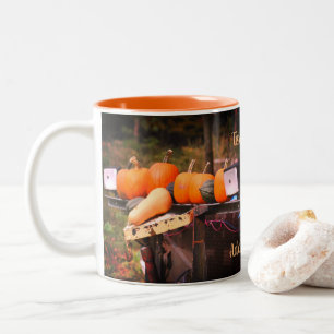 Pumpkins On Truck Nature Personalized Two-Tone Coffee Mug