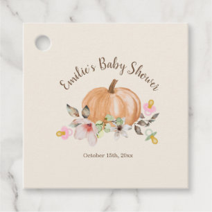 Pumpkins & Pacifiers Floral Fall Baby Shower Favour Tags