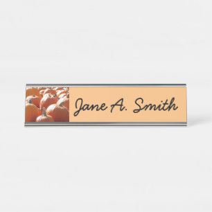 Pumpkins Photo for Fall, Halloween or Thanksgiving Desk Name Plate