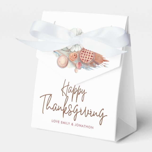 Pumpkins Pies Food Script Names Happy Thanksgiving Favour Box (Front Side)