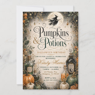 Pumpkins & Potions Halloween Birthday Invitation