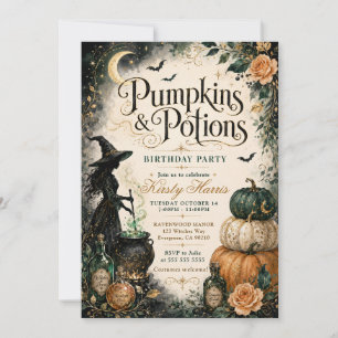 Pumpkins & Potions Halloween Birthday Invitation