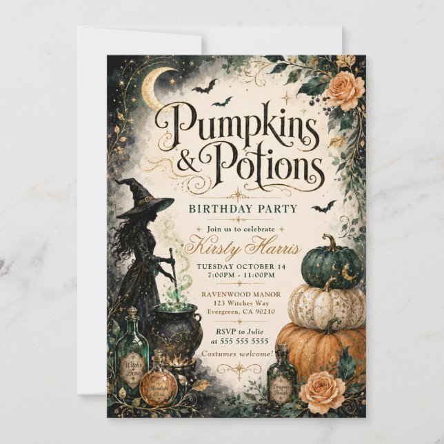 Pumpkins & Potions Halloween Birthday Invitation (Front)