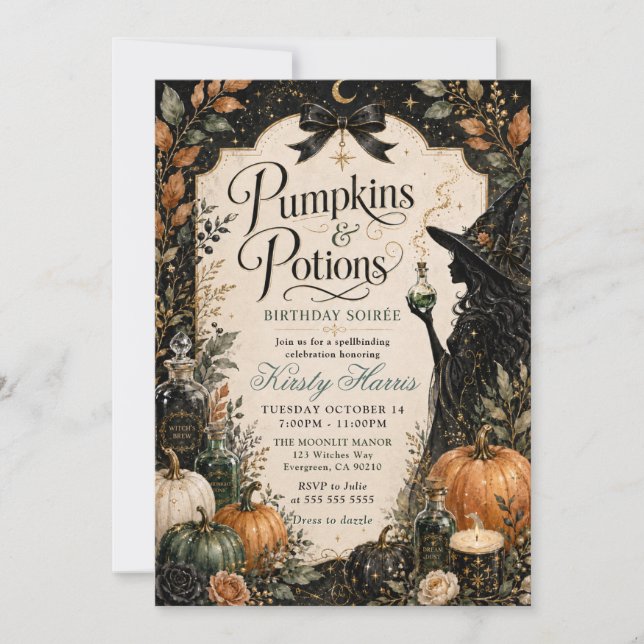 Pumpkins & Potions Halloween Birthday Invitation (Front)