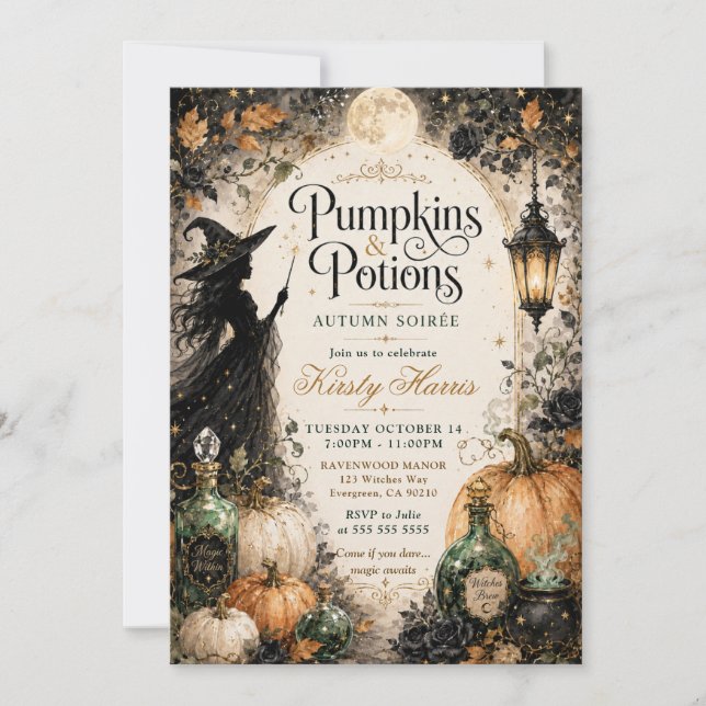 Pumpkins & Potions Halloween Birthday Invitation (Front)