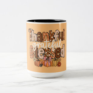 Pumpkins & Praise: A Harvest of Gratitude Two-Tone Coffee Mug