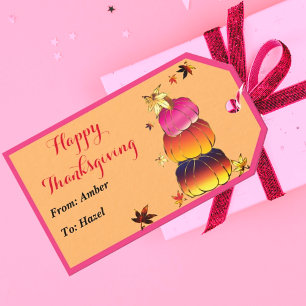 Pumpkins & Pumpkins Gradient, Gold, & Foil Texture Gift Tags