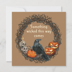 Pumpkins & Raven Wreath Halloween Card