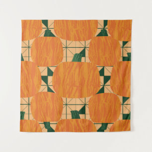 Pumpkins: Retro Geometric Triangle. Tapestry