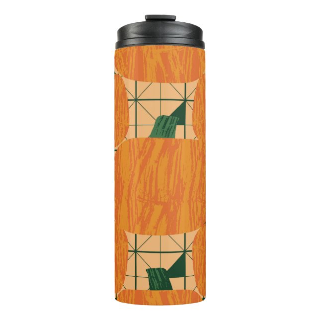 Pumpkins: Retro Geometric Triangle. Thermal Tumbler (Front)