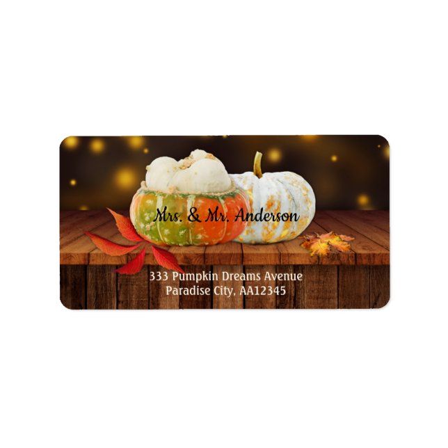 Pumpkins Rustic Fall Wedding Address Label (Front)