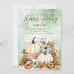 Pumpkins Rustic Sage Green White Thanksgiving 
