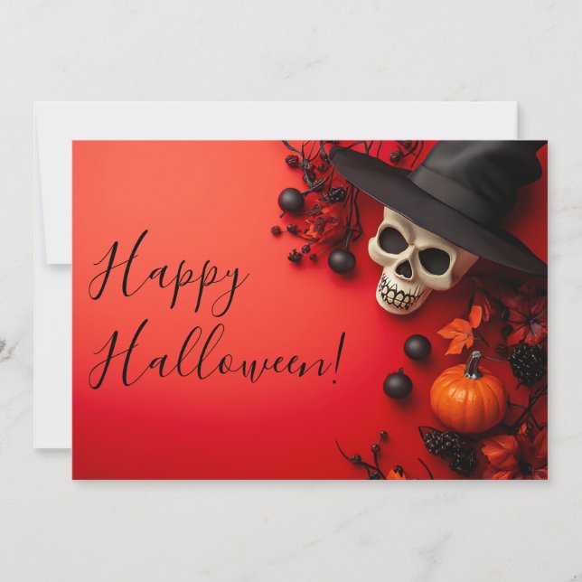 Pumpkins Skull Halloween Greeting Card (Front)