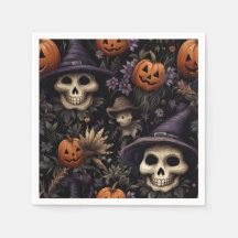 Pumpkins Skulls Flowers Halloween 