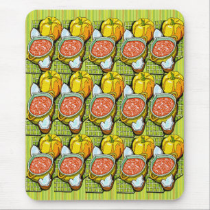 Pumpkins, Soup and Striped Background Mouse Pad