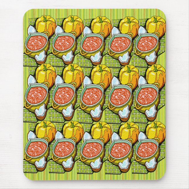Pumpkins, Soup and Striped Background Mouse Pad (Front)