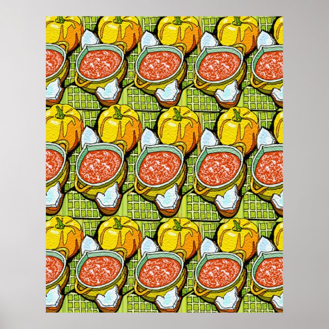 Pumpkins, Soup and Striped Background Poster (Front)