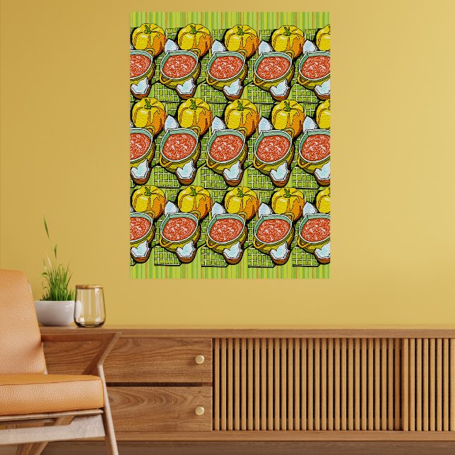 Pumpkins, Soup and Striped Background Poster (Living Room 2)