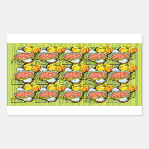 Pumpkins, Soup and Striped Background Rectangular Sticker