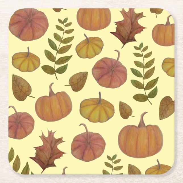Pumpkins Square Paper Coaster (Front)