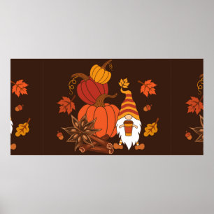 Pumpkins, star anise, cinnamon sticks, autumn leav poster