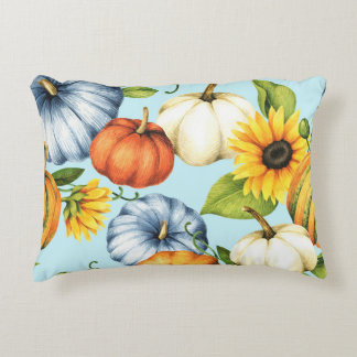 Pumpkins, sunflowers, watercolor illustration decorative cushion