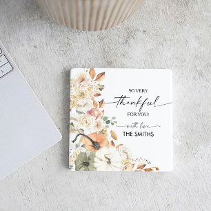 Pumpkins Thanksgiving Dinner Square Paper Coaster